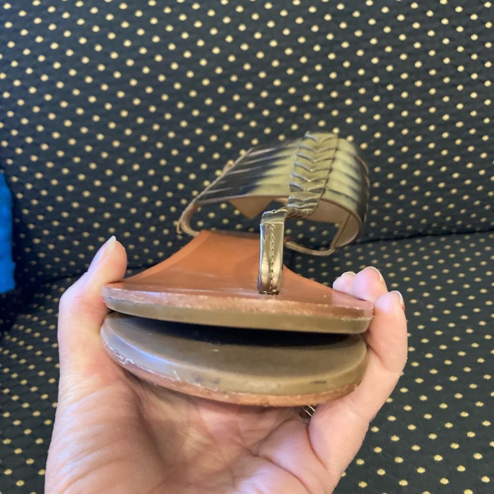 COACH India Mirror Metallic Dark Gold Bronze Wedge Sandals 7.5 B - Picture 5 of 11